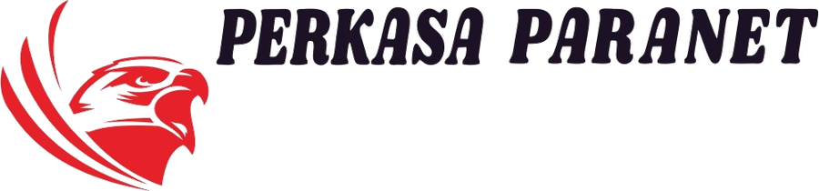 Logo Perkasa Paranet dengan kepala elang merah — merek paranet kerapatan 60–100% produksi YO TERPAL NUSANTARA RAYA