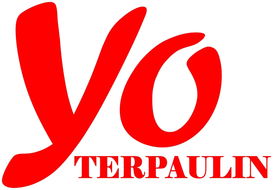 Logo YO Terpaulin merah — merek terpal Super Korean PE + UV produksi YO TERPAL NUSANTARA RAYA